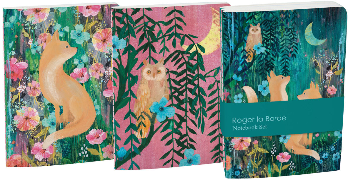 Roger la Borde Moonlit Meadow A6 Softback Notebook Set featuring artwork by Kendra Binney