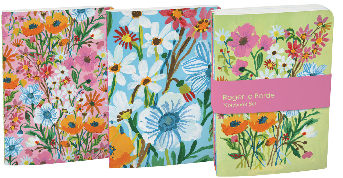 Roger la Borde Flower Field A6 Softback Notebook Set featuring artwork by Carolyn Gavin