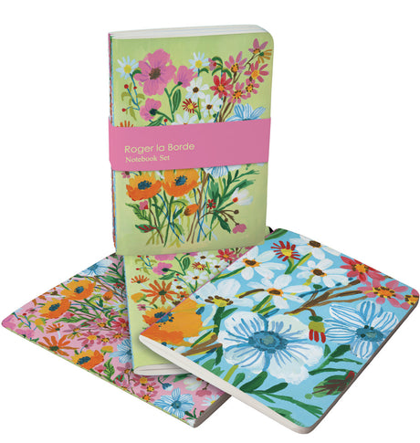 Roger la Borde Flower Field A6 Softback Notebook Set featuring artwork by Carolyn Gavin