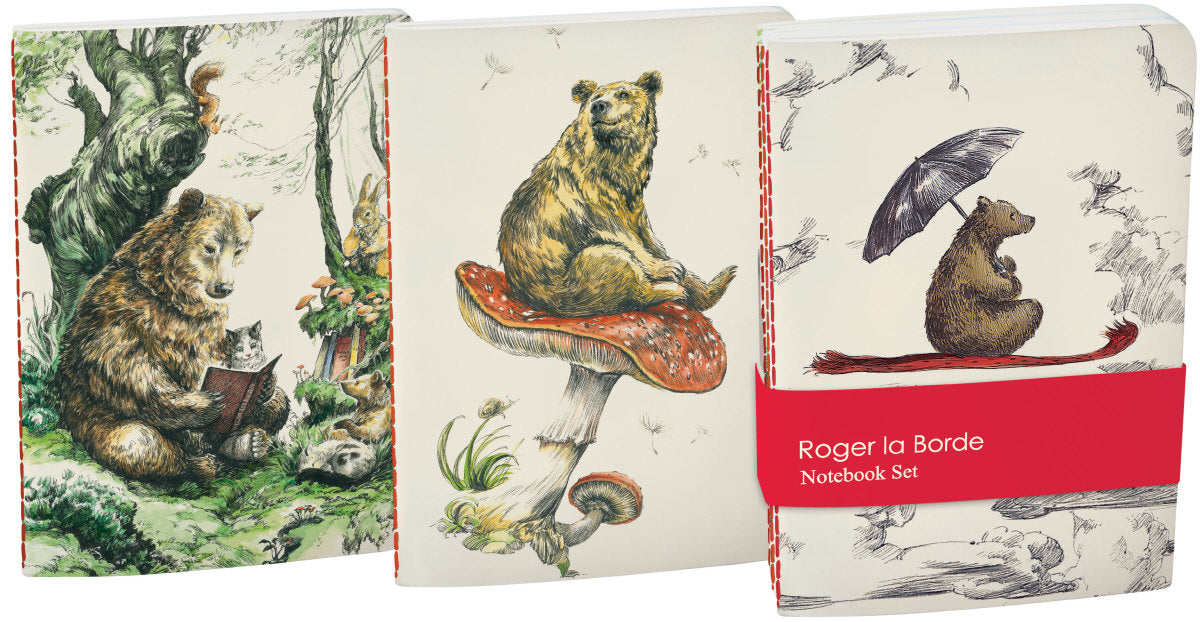 Roger la Borde Flying Bear A6 Softback Notebook Set featuring artwork by Elise Hurst