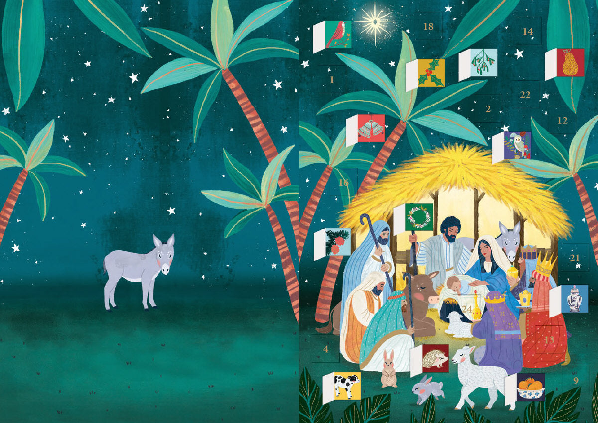 Roger la Borde Away in a Manger Advent Calendar Greeting Card featuring artwork by Antoana Oreski