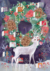 Roger la Borde Silver Stag Advent Calendar Greeting Card featuring artwork by Kendra Binney