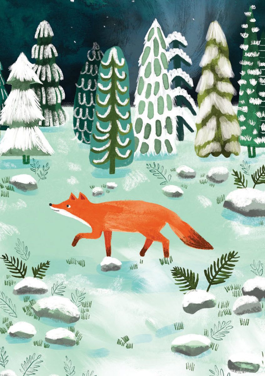 Roger la Borde Running Foxes Advent Calendar Greeting Card featuring artwork by Katie Vernon