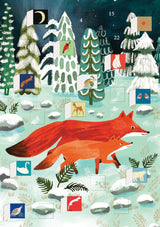 Roger la Borde Running Foxes Advent Calendar Greeting Card featuring artwork by Katie Vernon