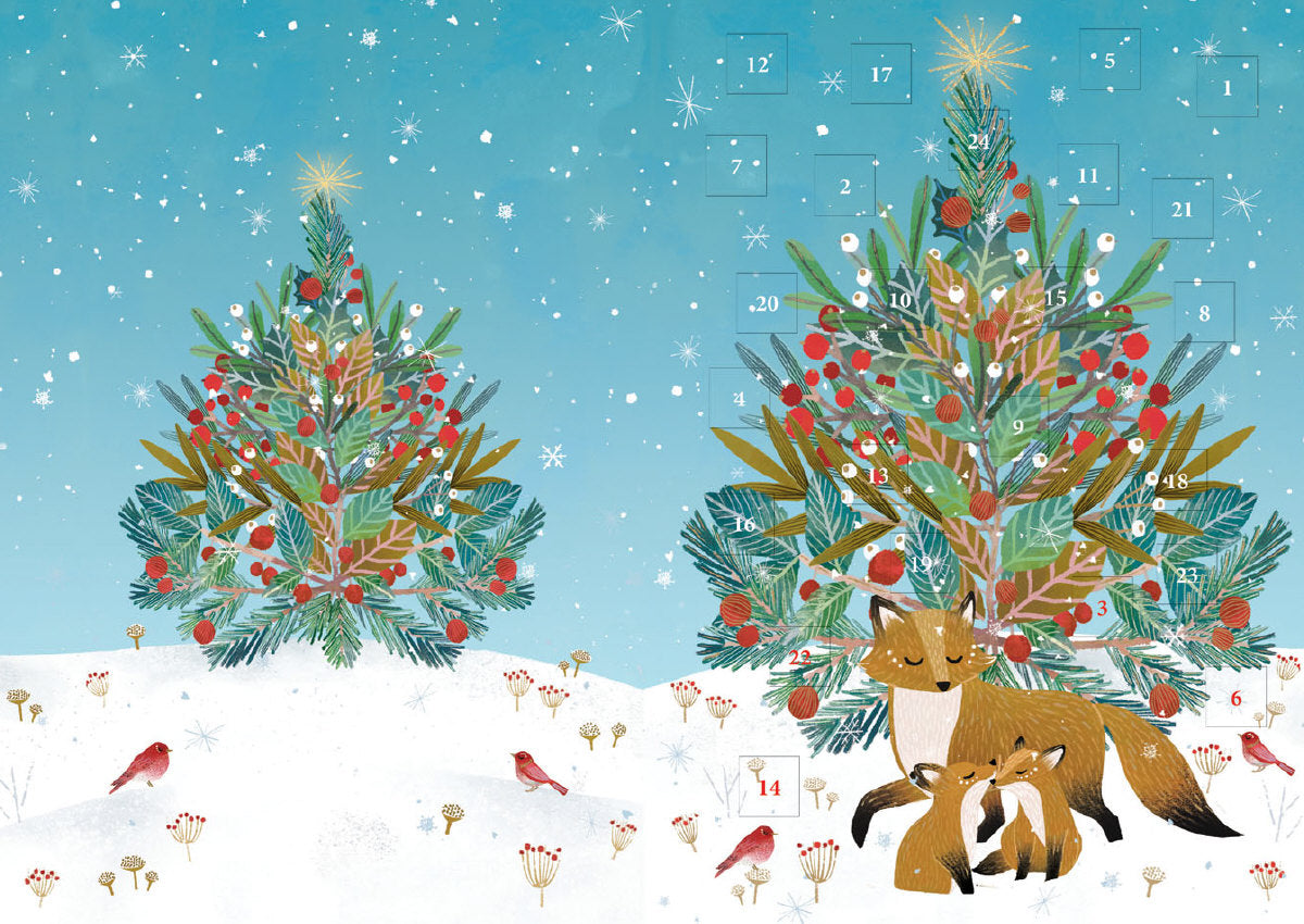 Roger la Borde Beneath the Tree Advent Calendar Greeting Card featuring artwork by Antoana Oreski