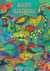 Roger la Borde Dino Mighty Greeting Card featuring artwork by Katherine Quinn