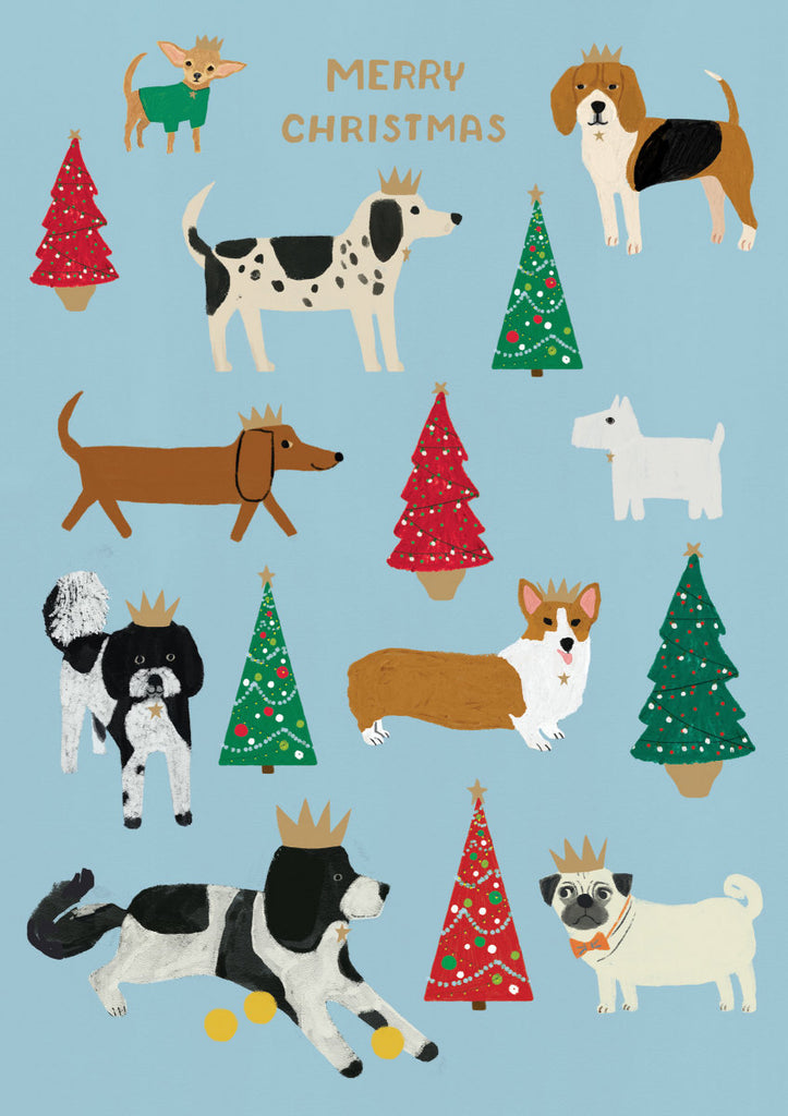 Roger la Borde Chou Chou Chien Standard Christmas Card featuring artwork by Anne Bentley