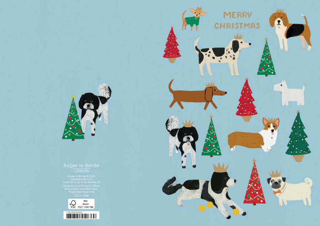 Roger la Borde Chou Chou Chien Standard Christmas Card featuring artwork by Anne Bentley