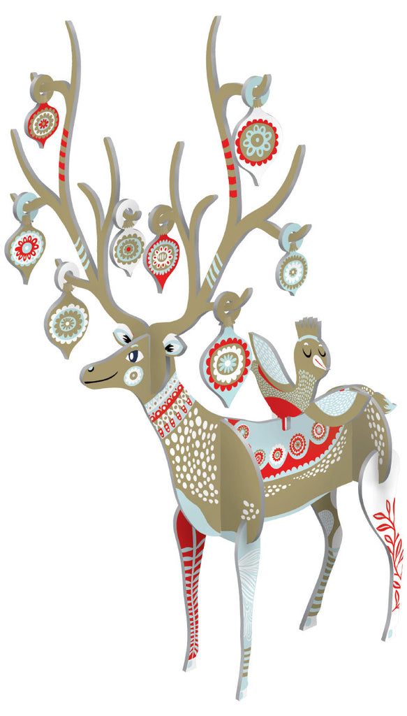 Roger la Borde Folksy Reindeer Pop & Slot 3D Scene featuring artwork by Helen Dardik