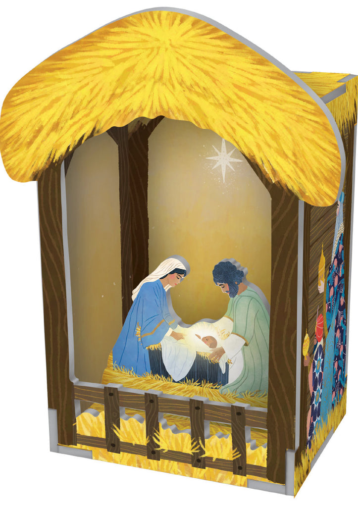 Roger la Borde Nativity Pop & Slot Diorama featuring artwork by Antoana Oreski