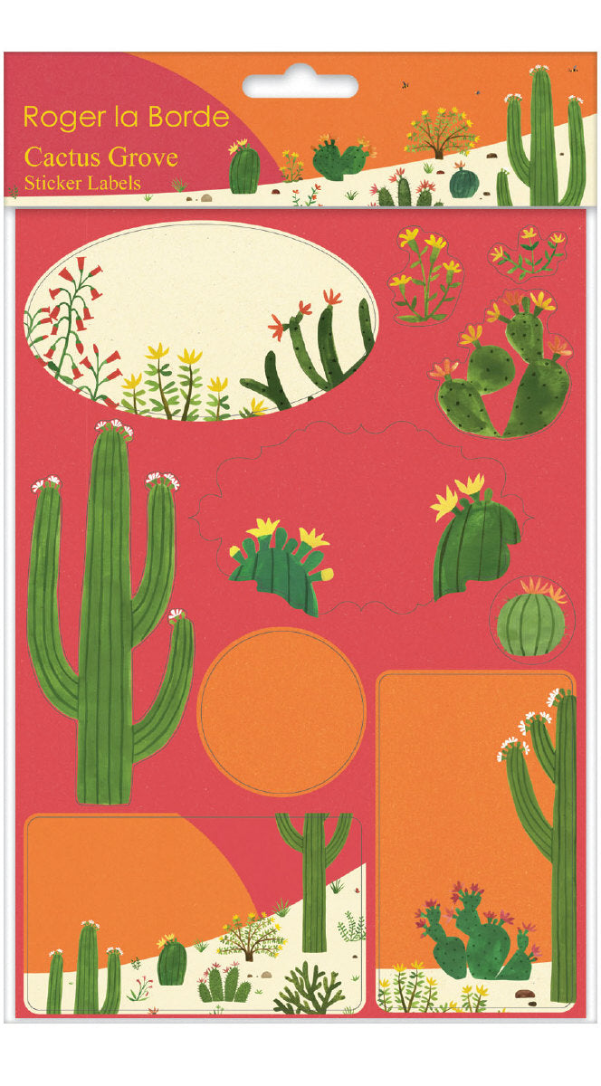 Roger la Borde Cactus Grove Sticker Labels Sheet featuring artwork by Lara Hawthorne