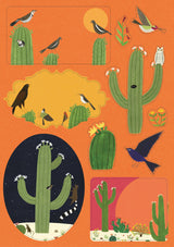 Roger la Borde Cactus Grove Sticker Labels Sheet featuring artwork by Lara Hawthorne