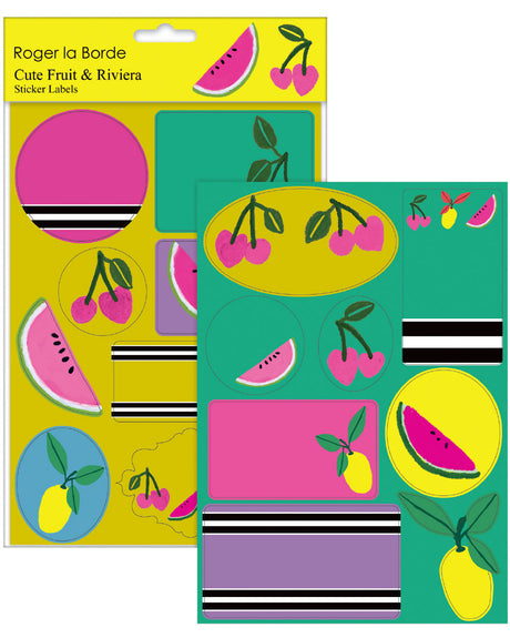 Roger la Borde Riviera Sticker Labels Sheet featuring artwork by Roger la Borde