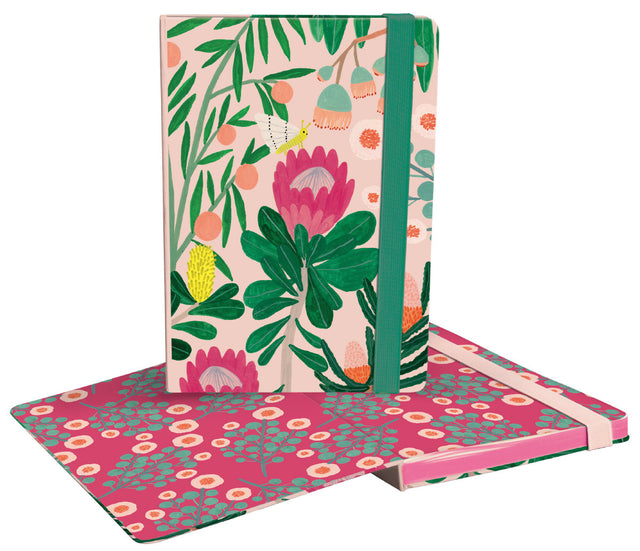 Roger la Borde King Protea A5 Hardback Journal with elastic binder featuring artwork by Kate Pugsley