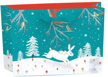 Roger la Borde Frosty Forest Gift Bag featuring artwork by Antoana Oreski