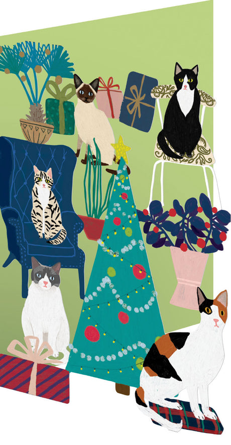 Roger la Borde Cat and Dog Palais Lasercut Christmas Card featuring artwork by Anne Bentley