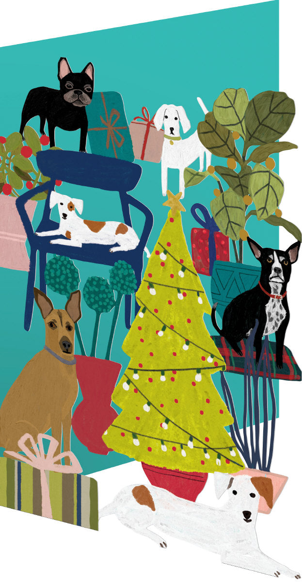 Roger la Borde Cat and Dog Palais Lasercut Christmas Card featuring artwork by Anne Bentley