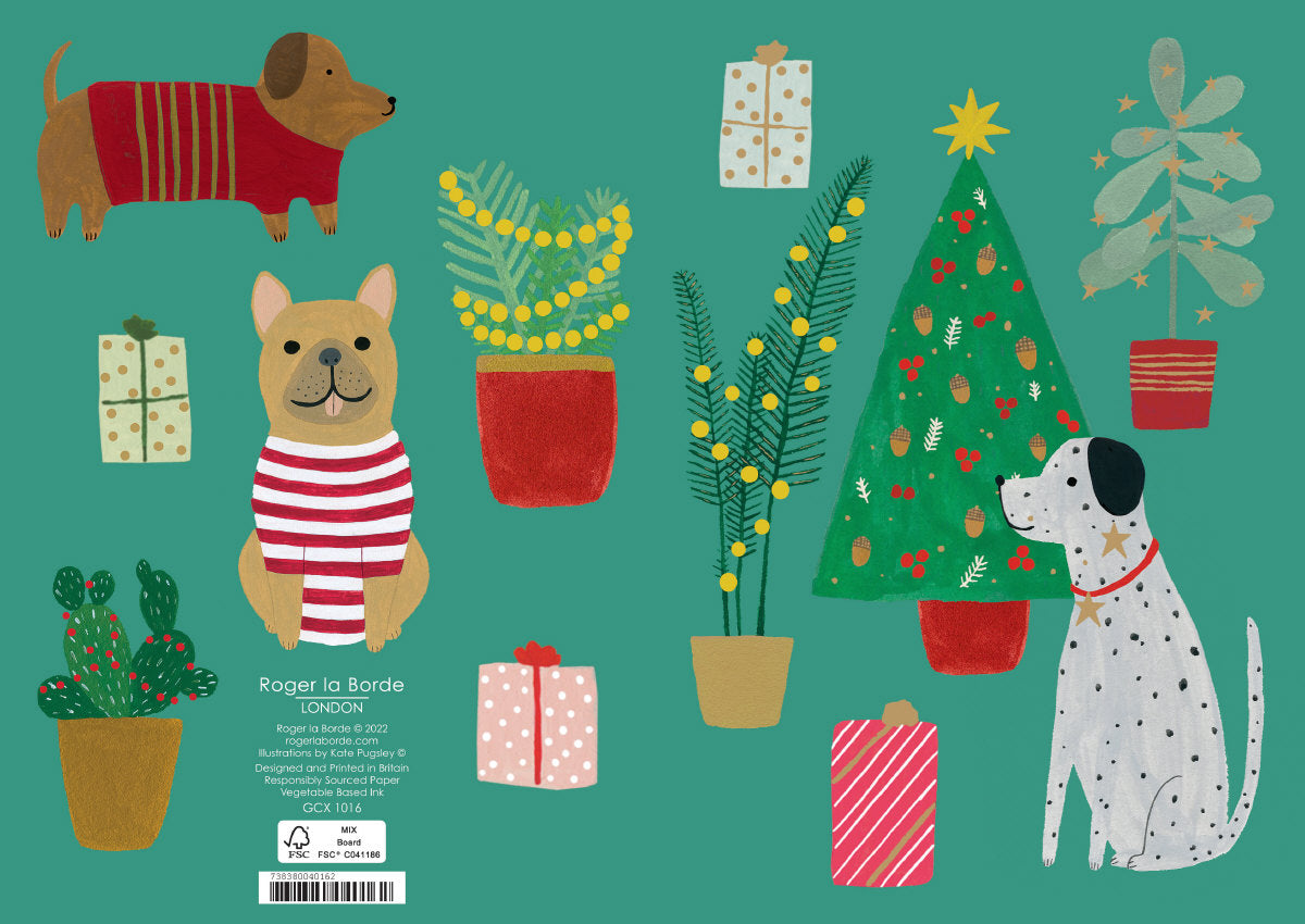 Roger la Borde Chou Chou Chien Standard Christmas Card featuring artwork by Kate Pugsley