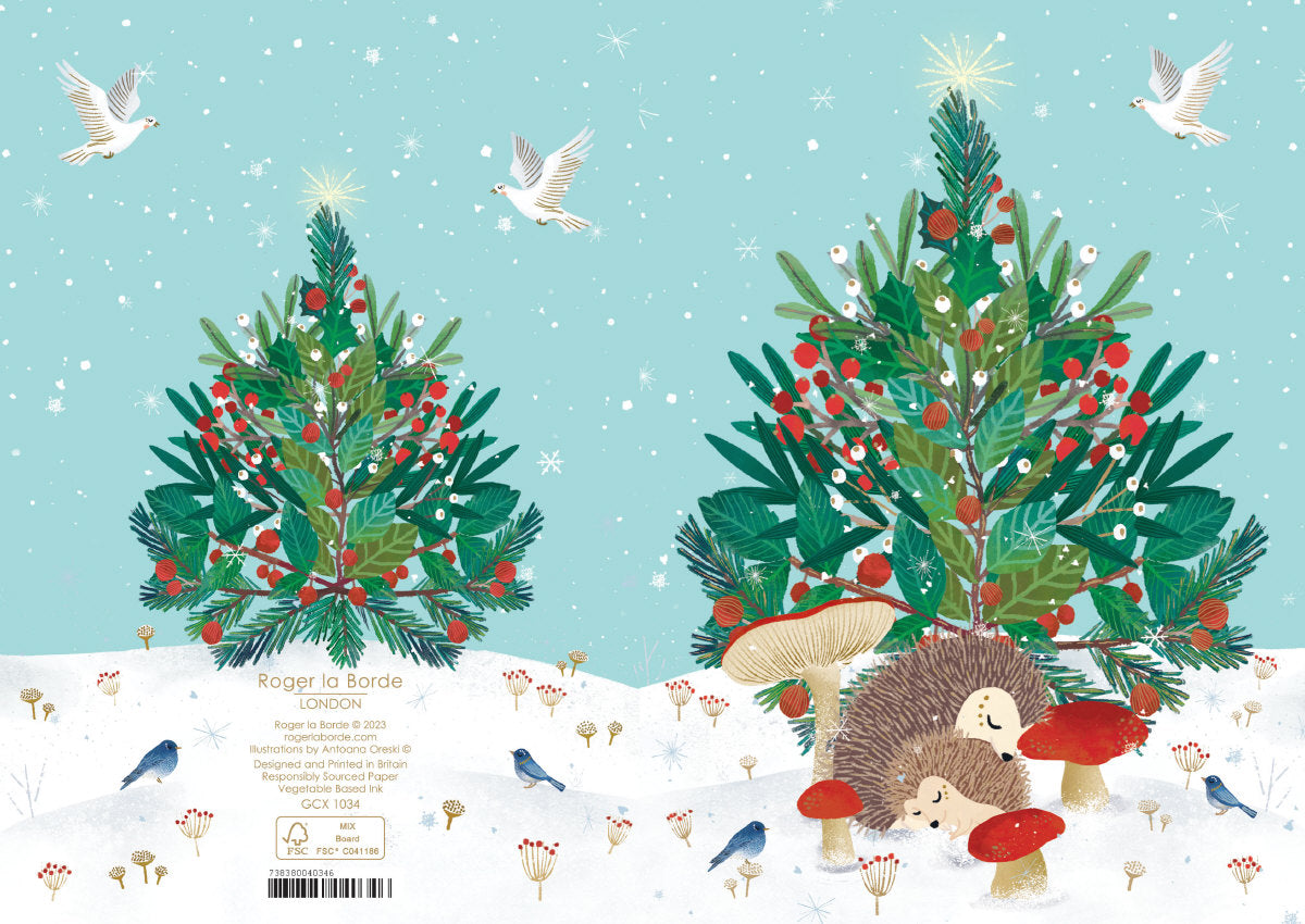 Roger la Borde Beneath the Tree Standard Christmas Card featuring artwork by Antoana Oreski