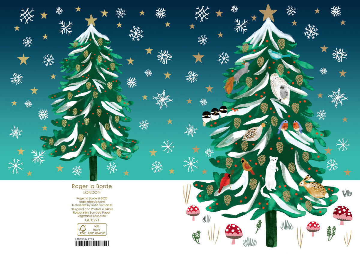 Roger la Borde Christmas Conifer Greeting Card featuring artwork by Katie Vernon