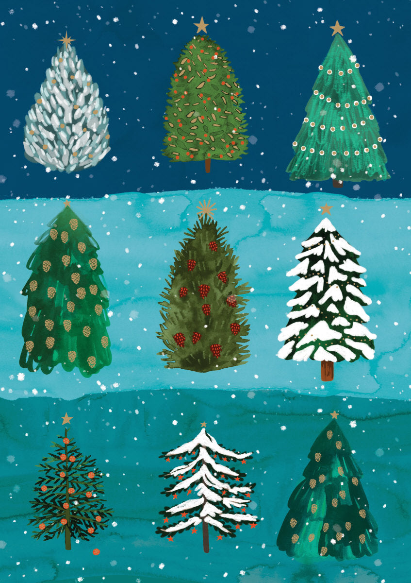 Roger la Borde Christmas Conifer Greeting Card featuring artwork by Katie Vernon