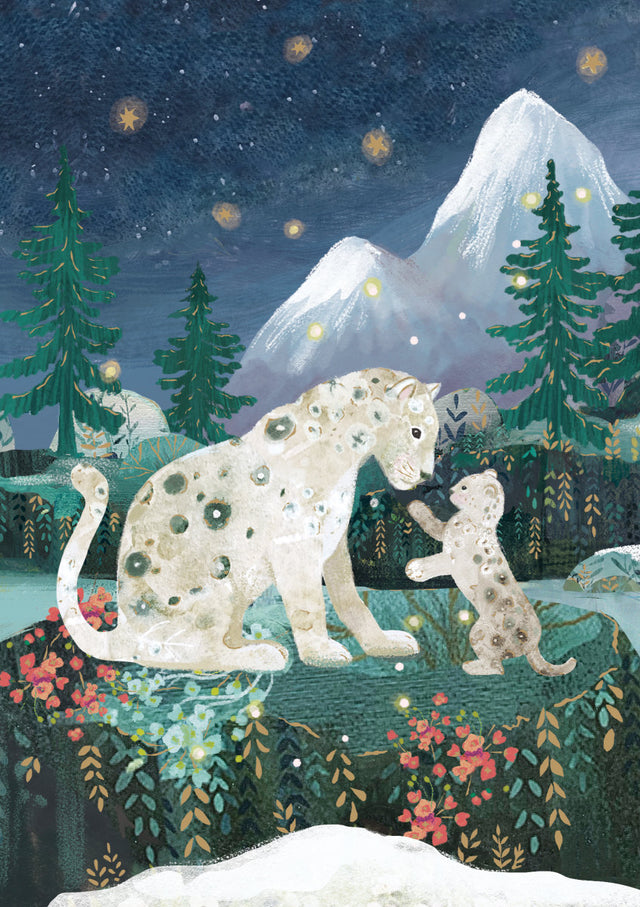 Roger la Borde Snow Leopard Greeting Card featuring artwork by Kendra Binney