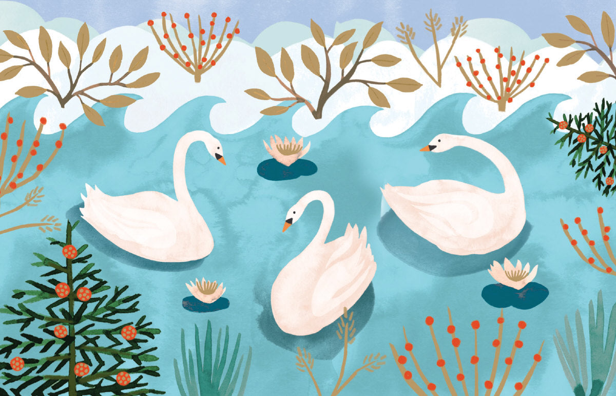 Roger la Borde Swans Notecard featuring artwork by Katie Vernon