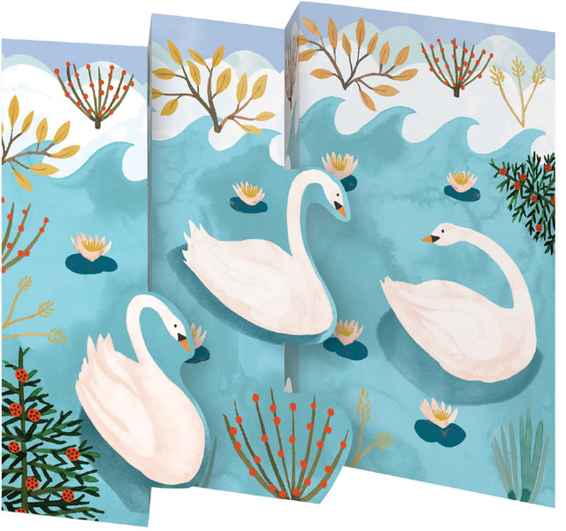 Roger la Borde Swans Trifold Notecard featuring artwork by Katie Vernon