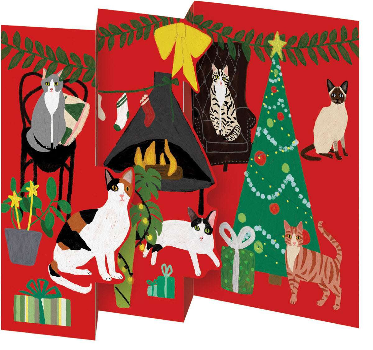 Roger la Borde Cat and Dog Palais Trifold Notecard featuring artwork by Anne Bentley