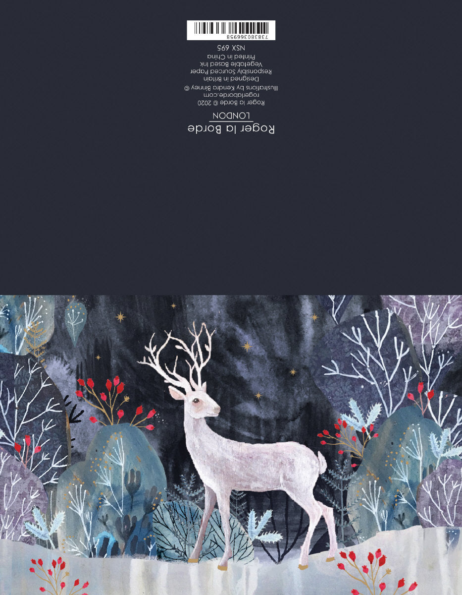 Roger la Borde Silver Stag Notecard featuring artwork by Kendra Binney