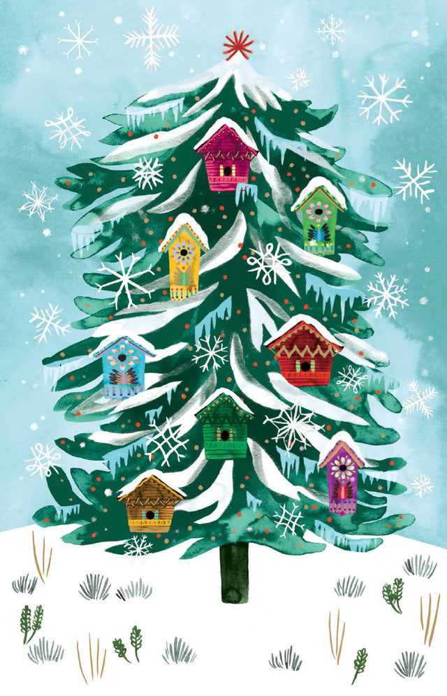 Roger la Borde Christmas Conifer Notecard featuring artwork by Katie Vernon